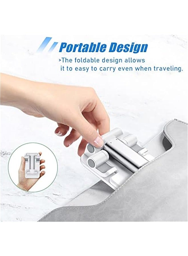 حامل هاتف محمول قابل للطي بالكامل مع وسادة سيليكون للمكتب وزاوية ارتفاع قابلة للتعديل، يتوافق مع جميع الهواتف المحمولة، اللون الأبيض، MT-6 - Image 4